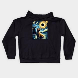 Capybara Eclipse Expedition: Stylish Tee Featuring Serene Capybaras Kids Hoodie